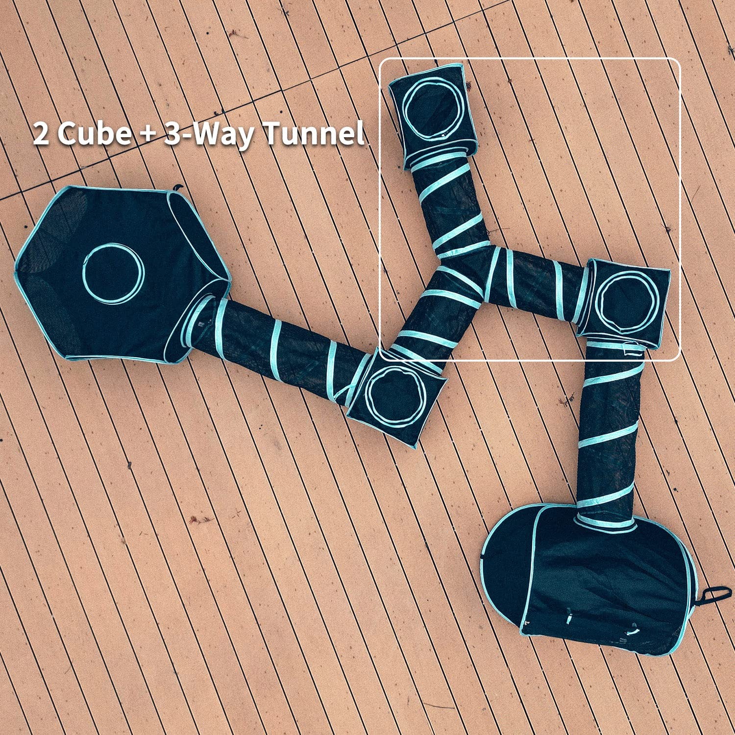 Cat Cube Tunnel Set with 3-Way Tunnel and Two Mesh Cubes