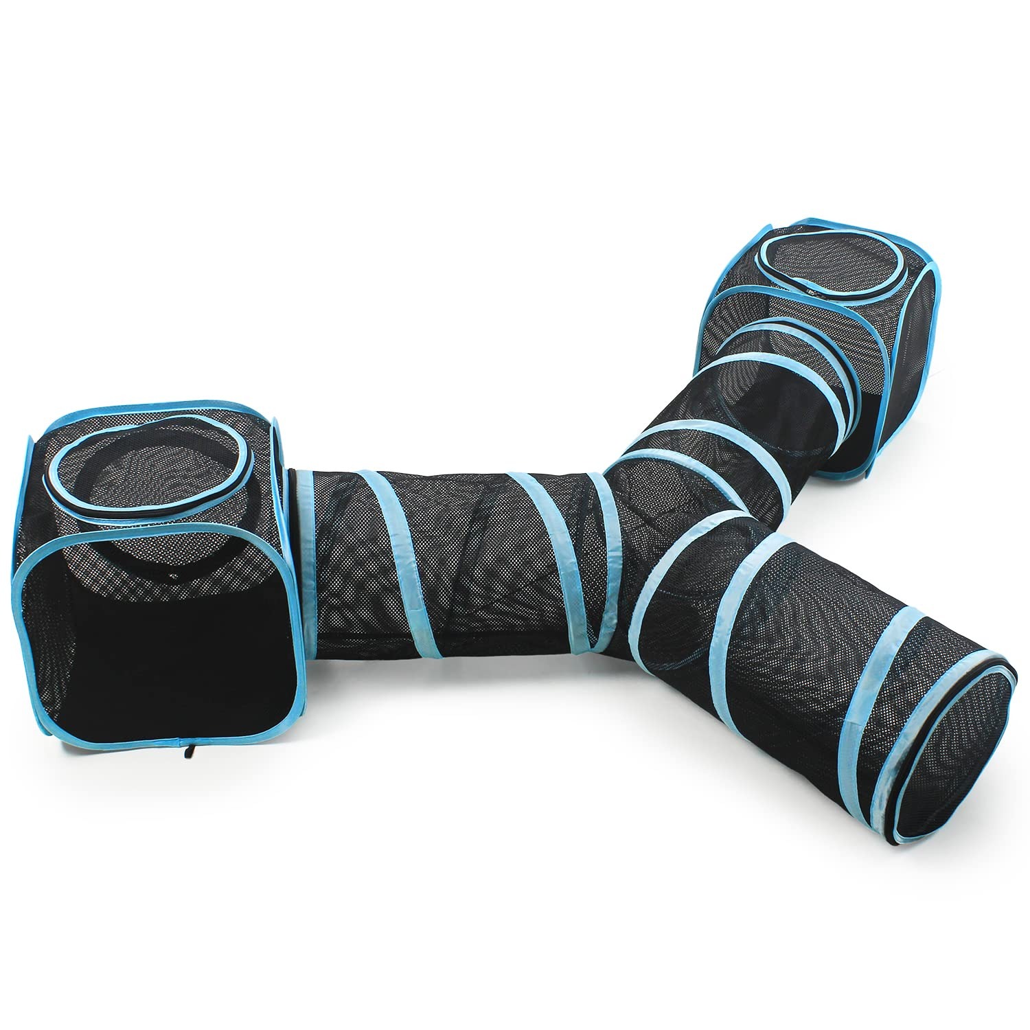 Cat Cube Tunnel Set with 3-Way Tunnel and Two Mesh Cubes, an outdoor cat enclosure from Catio Company