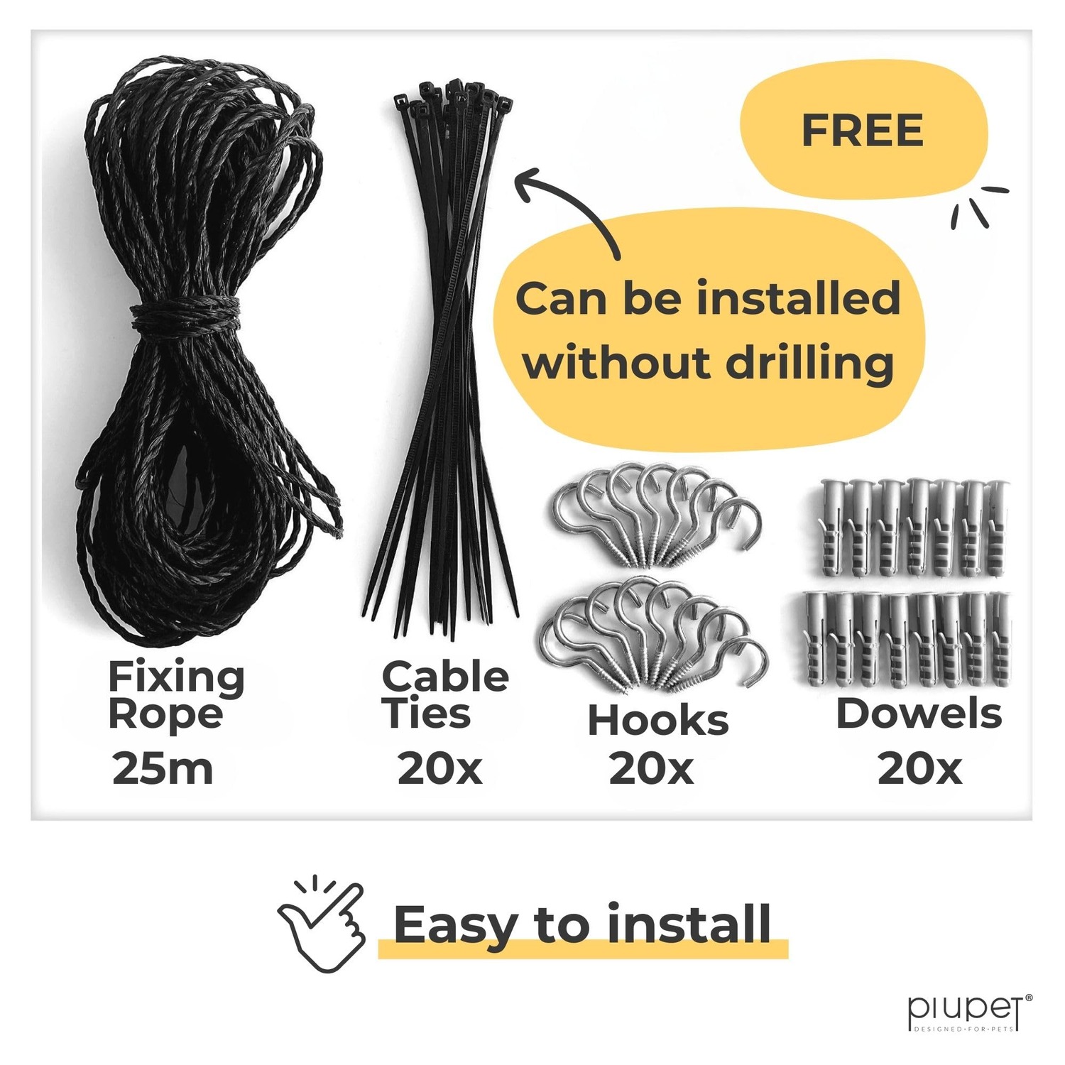 PiuPet Wire Reinforced Cat Safety Net 8m x 3m