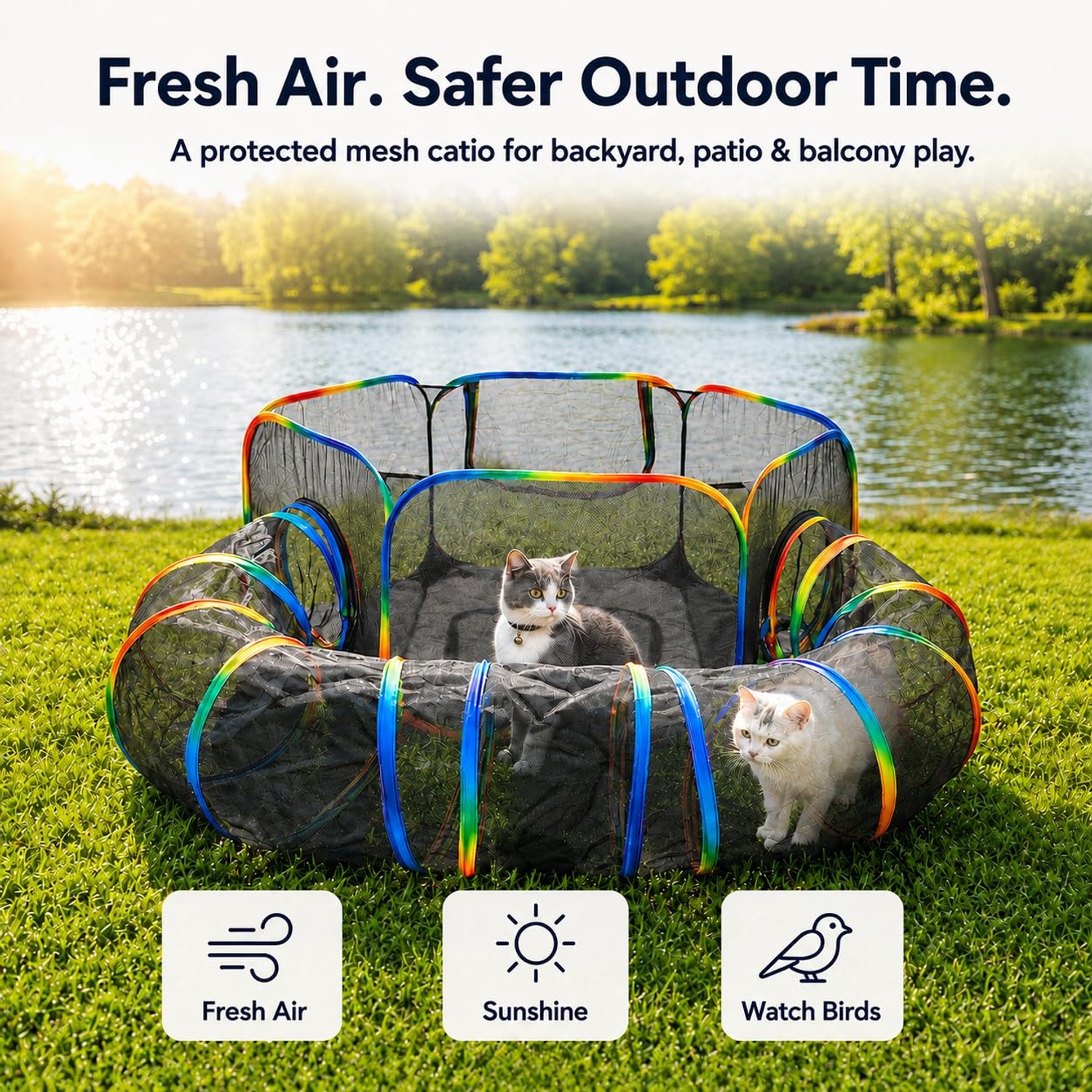 Cat Tent And Tunnel Pop-Up Outdoor Enclosure: image 2