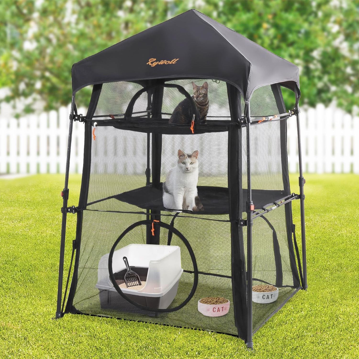 Pop-Up Cat Enclosure, Large 3-Tier Outdoor Cat Tent with Carry Bag