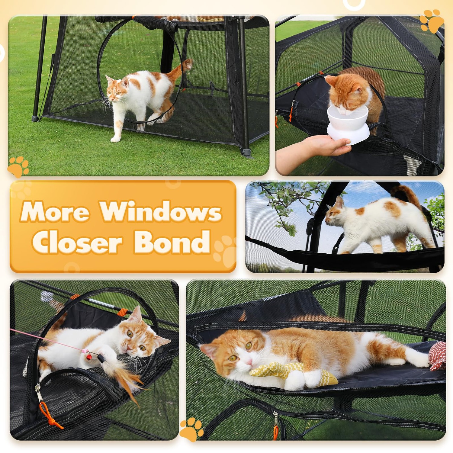 Pop-Up Cat Enclosure, Large 3-Tier Outdoor Cat Tent with Carry Bag: image 5
