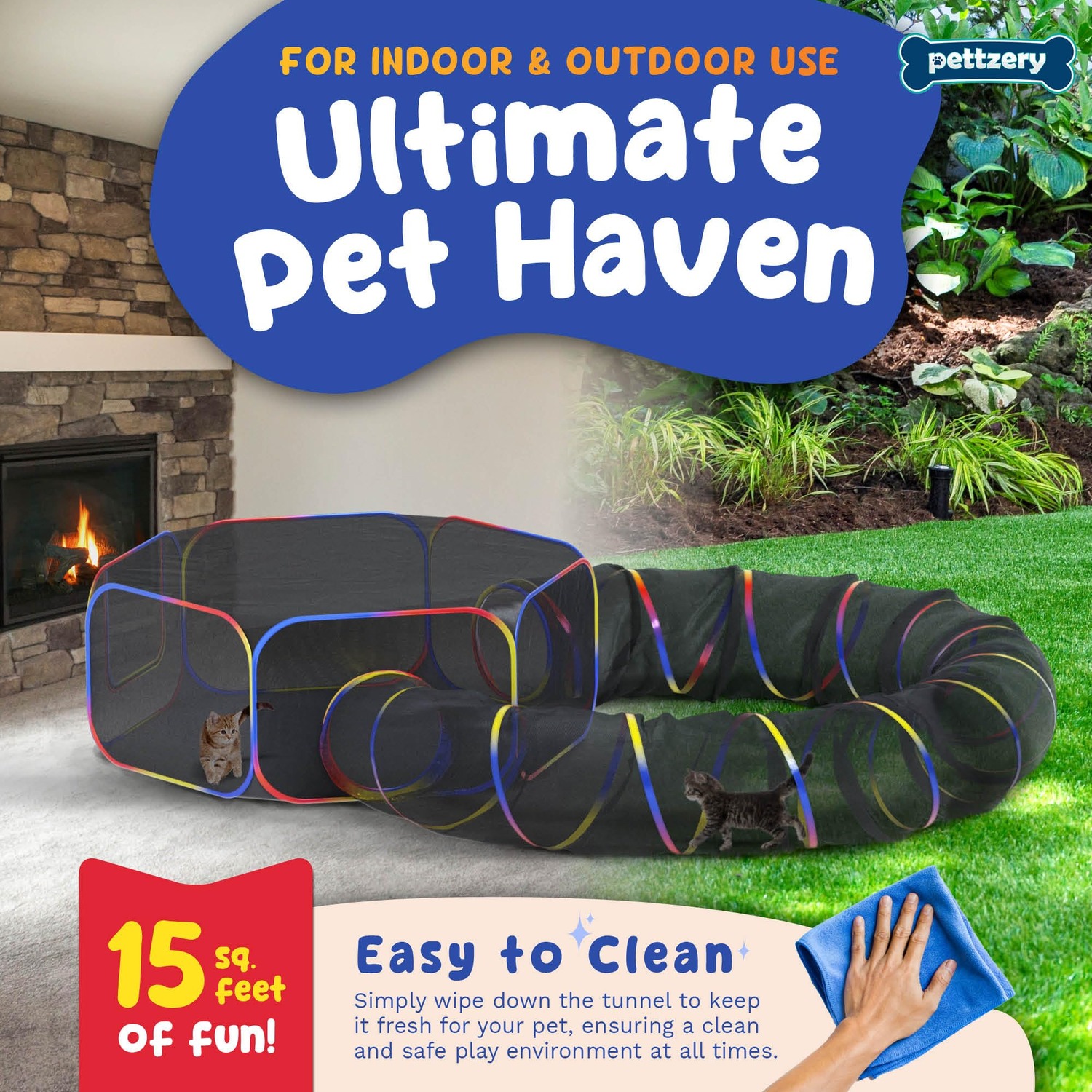 Pettzery Portable Catio with Play Tunnel