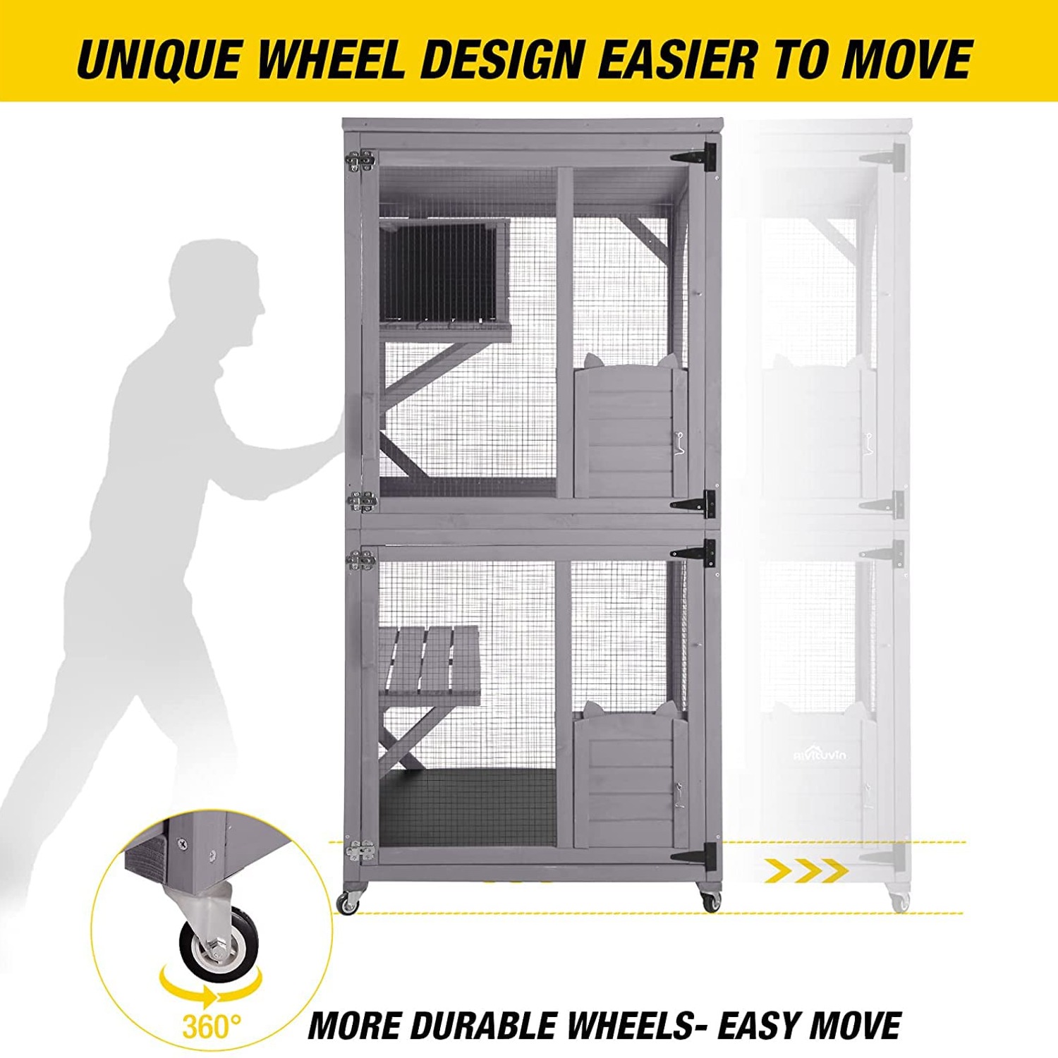 Walk-In Catio Two-Level Outdoor Cat Enclosure with Wheels: image 4