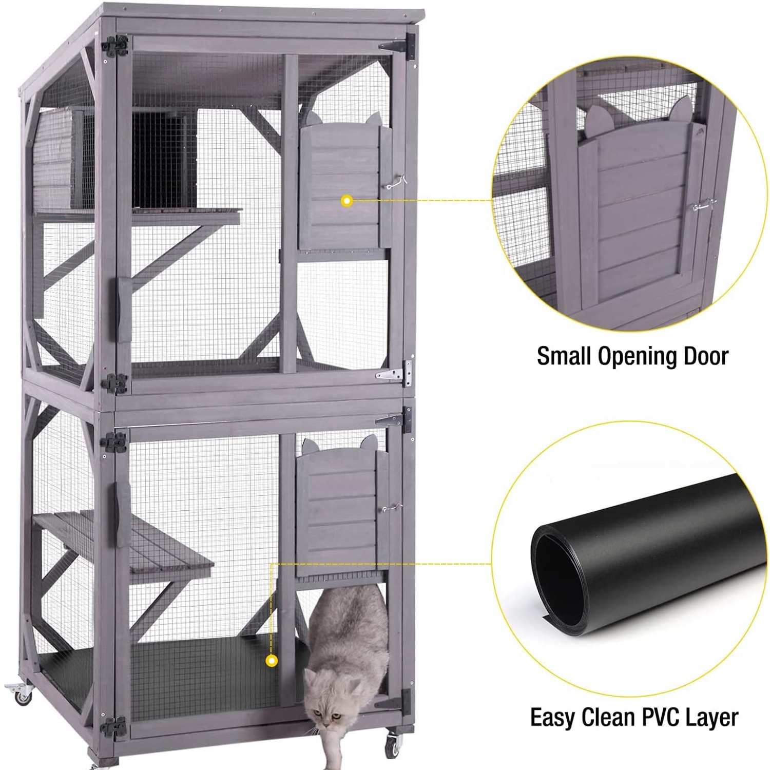Walk-In Catio Two-Level Outdoor Cat Enclosure with Wheels: image 6