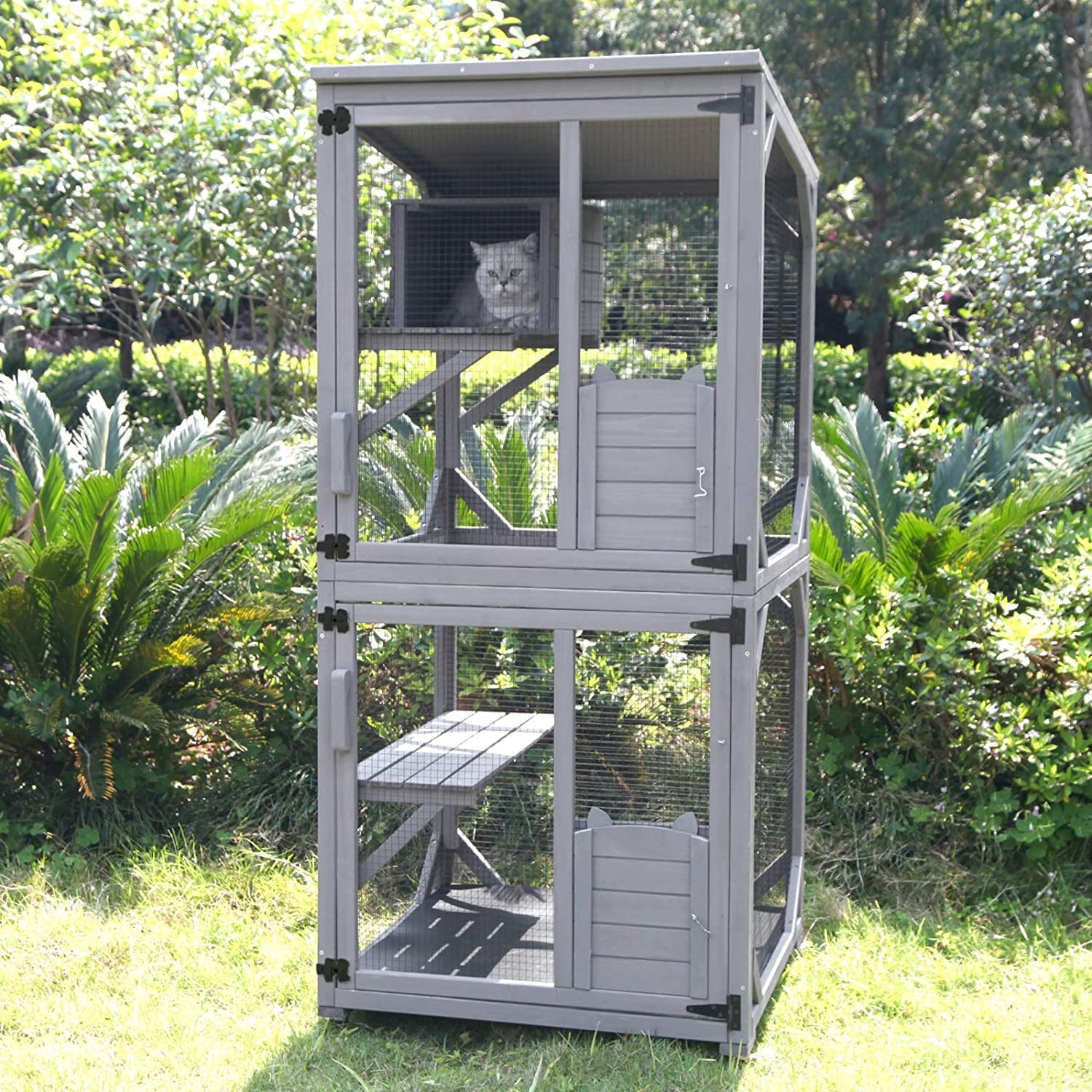 Walk-In Catio Two-Level Outdoor Cat Enclosure with Wheels: image 7