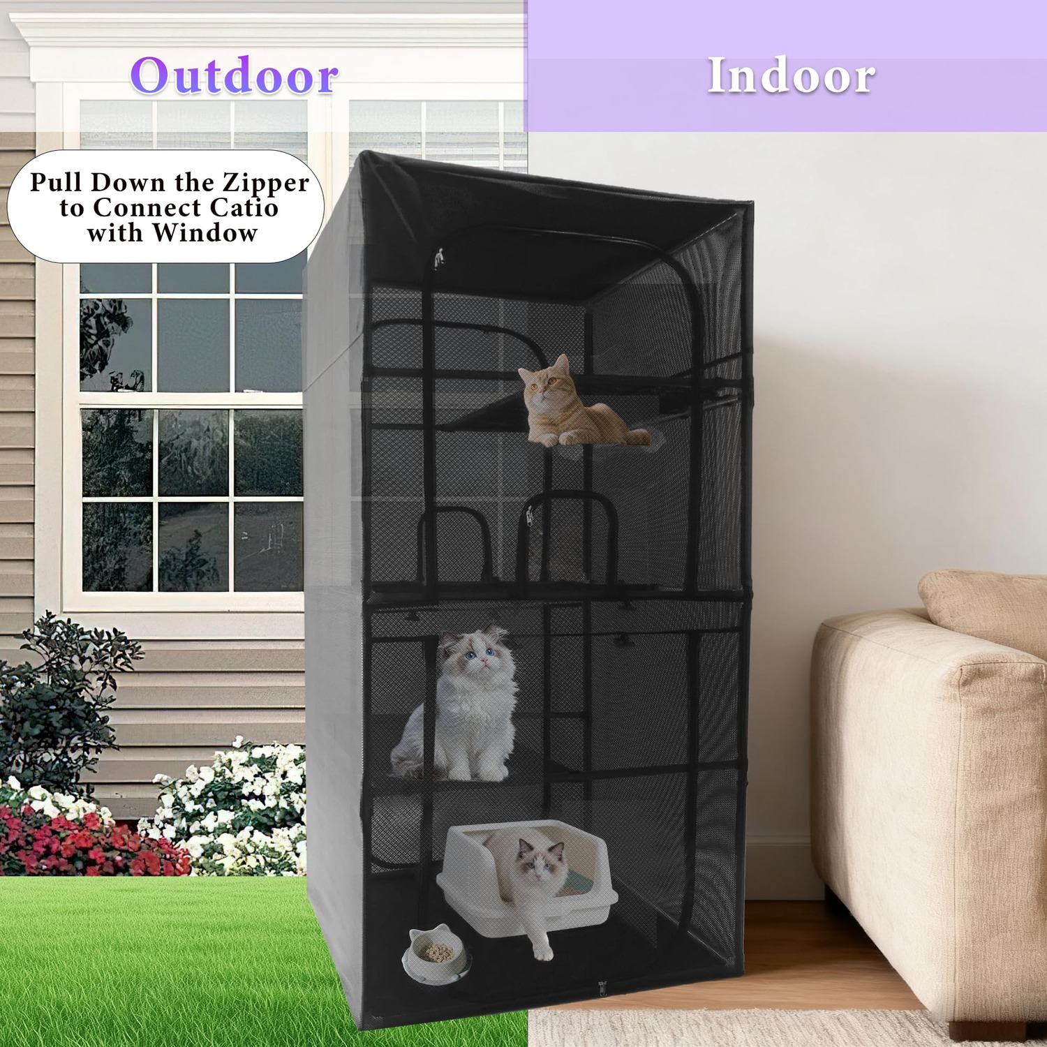 Deblue 4-Tier Window Catio Cat Enclosure: image 6